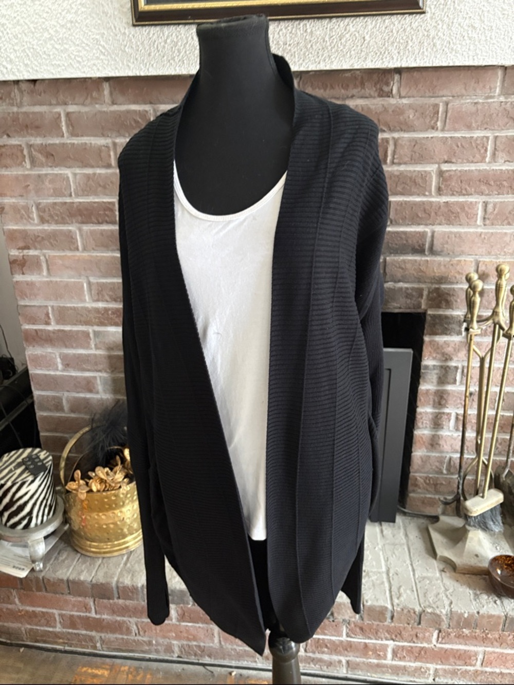 lululemon athletica Black Open-Front Ribbed Cardigan